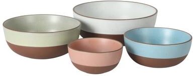 Gibson Elite William Crest 4 Piece Nesting Bowl Set, Stoneware Reactive Glaze, 5"", 6.25"", 7.5"", 9"", Prep & Serving Bowls"