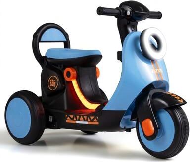 Costway 6V Electric Ride on Motorcycle with LED Headlight for Kids Aged 3-5 Years-Blue