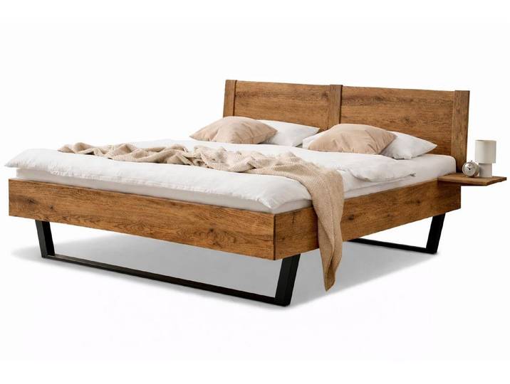 BedBox Massivholzbett Premium 605, Wildeiche Massivholzbett mit warmer Maserung und massivem Rahmen