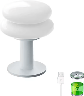 Inspire Curations Bauhaus Rechargeable LED Table Lamp With 3 Level Dimmable Touch Control b Style type c Charging