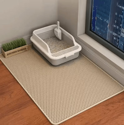 Inspire Curations Large Double Layer Cat Litter Mat For Scatter Control & Easy Cleaning khaki 40x50cm