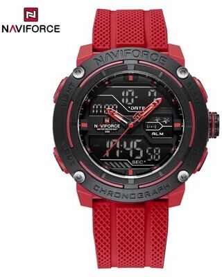 Inspired Finds NAVIFORCE Dual Display Sport Watch For Men With Stopwatch And Date red Black