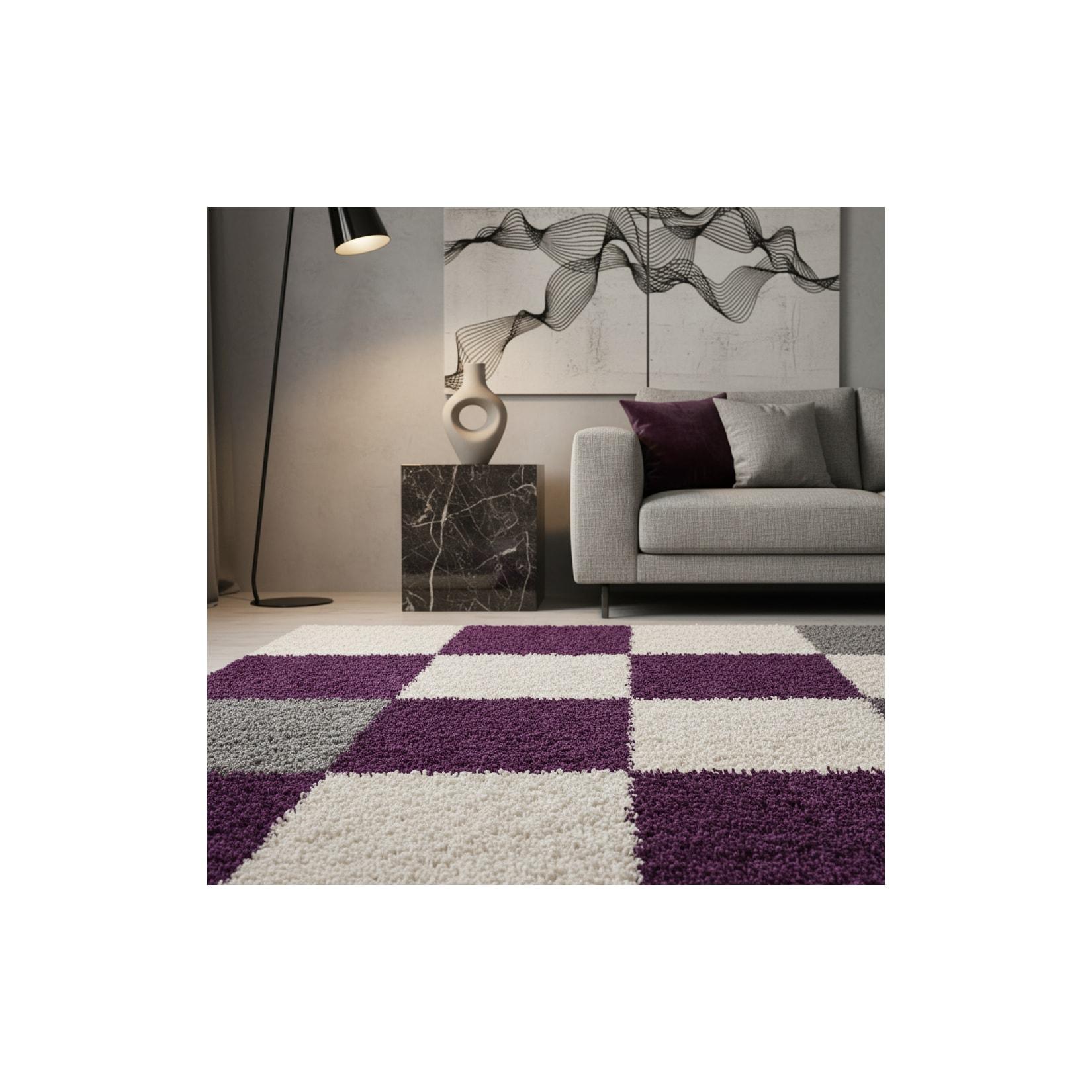 Teppich Hochflor RHEIN in Violett, kariert, 200 x 290 cm