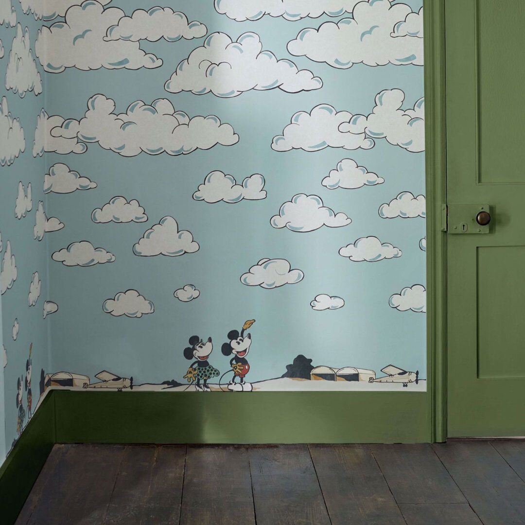 Sanderson Mickey in the Clouds Sea Salt 3m x 1.04m Matte Wall Mural Blue 725cm L