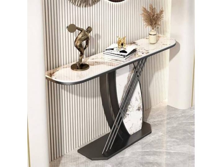 ZSCNYHMT Konsolentisch, Sintersteinplatte, Eisenrahmen Verstärkte Basis Für Stabilität, Mehrere Größen, Für Eingang, Flur, Wohnzimmer(A2,100cm/39.4in)