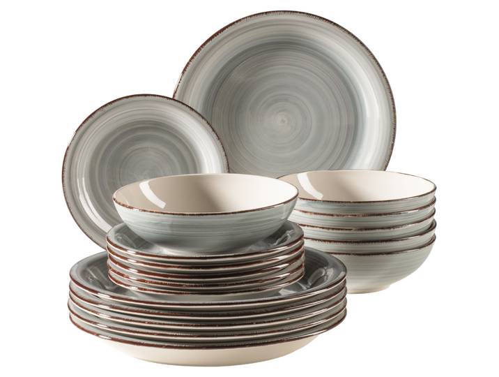 MÄSER Teller-Set Lumaca Rauchgrau Steingut 18 Stk