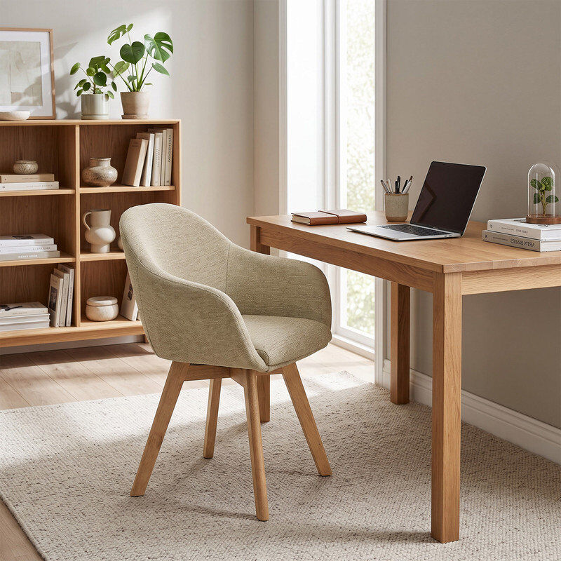 Goeurvant Eng Upholstered Dining Chair, 49cm Seating Height Greige/Greige 82cm H X 58cm W X 56cm D