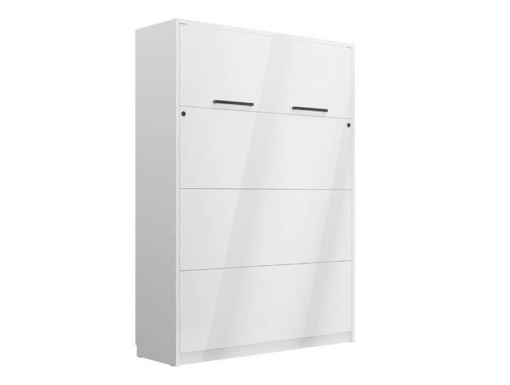 QMM TraumMöbel Schrankbett Wandbett modern vertikal GN 160 x 200 mit LED weiß congo eiche (Möbelstück, 1-St., Schrankbett vertikal 160x200) vertikal klappbar