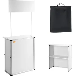 VEVOR Tragbare Messetheke Messetresen, 78,5 × 38 × 181,5 cm Messestand Ausstellungs-Thekenständer, Faltbarer Promotion-Einzelhandels-Bartisch, Rezeption Messestand mit Aufbewahrungsregal, Tragetasche