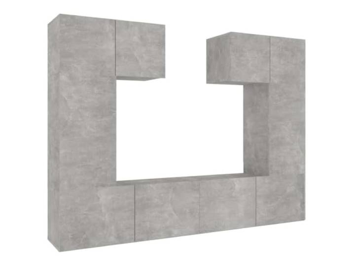 KGFHERENB 6-tlg. TV-Schrank-Set Hängend Betongrau Holzwerkstoff Moderne Hängeschränke fürs Wohnzimmer schaffen freie Bodenflächen und bieten strukturierten Stauraum für Medien.