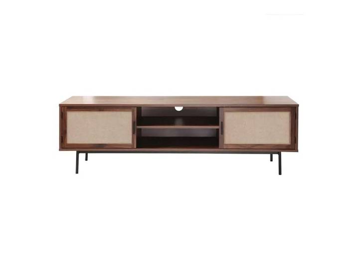 Calicosy Tv-Möbel in walnussdekor mit fronten aus stoff jetson 140/39,5/45 cm, Nussbaumfarben, Holzwerkstoff, 140x45x39.5 cm, Wohnzimmer, TV Möbel, Lowboards, Lowboards stehend