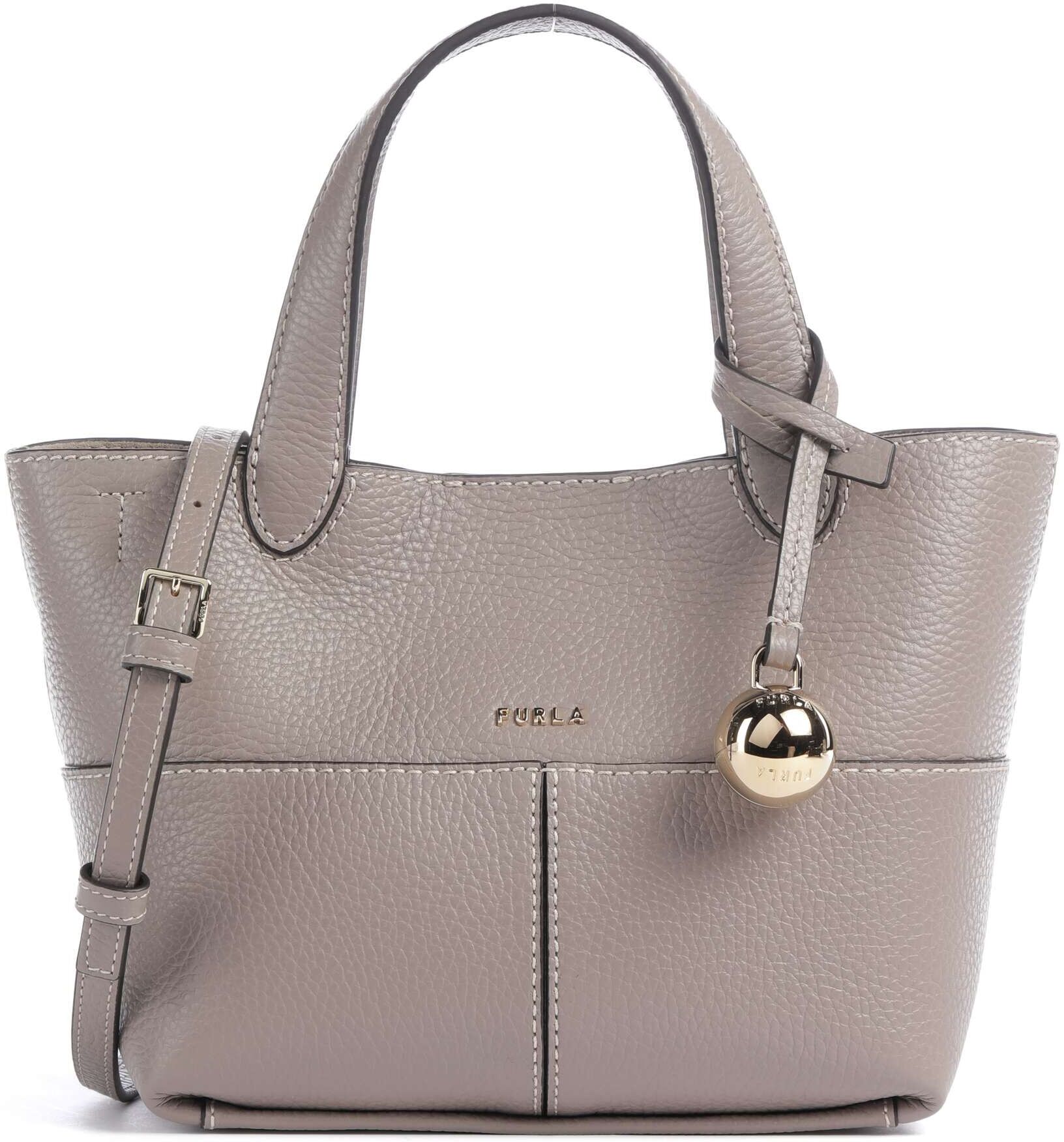Furla Primrose Mini Handtasche aus Leder, grau