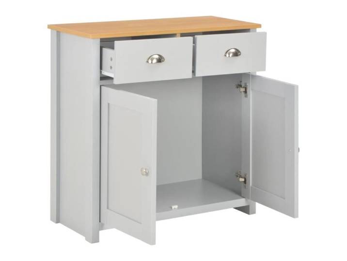 Buffet bas - KAI - Gris - 2 tiroirs - 2 portes