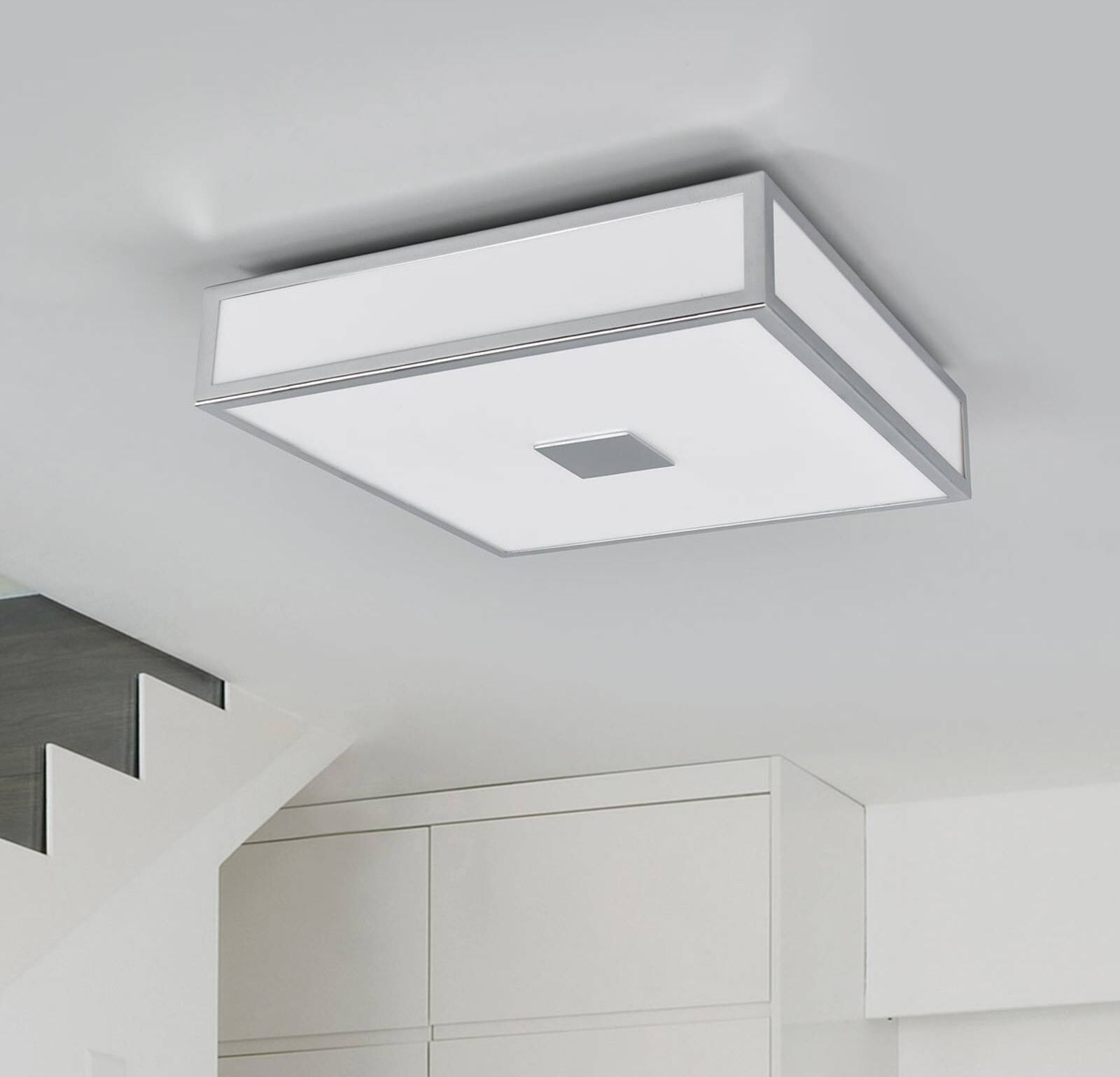 Ceiling Light Eniola Lindby, dimmable, Chrome / silver, Bathroom, Plastic, Modern, Ceiling Light