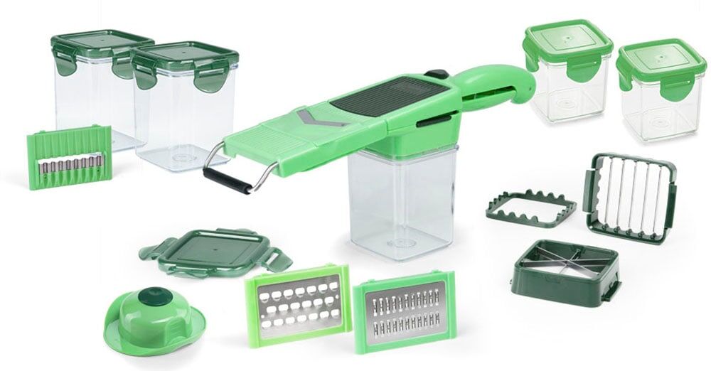 Zerkleinerer GENIUS "Nicer Dicer Quick Professional", grün, Zerkleinerer, Zerkleinerer, 21-teilig