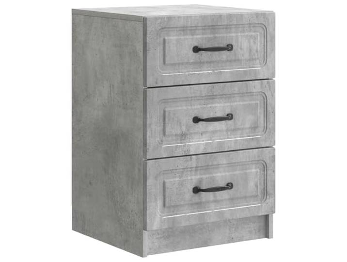 Tmriohed Nachttisch Betongrau 43x41x63,5 cm Nachtschrank Holzwerkstoff Kompakter Nachtschrank für das Schlafzimmer mit 3 geräumigen Schubladen und eleganten schwarzen Stangengriffen.