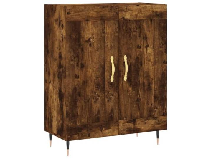 GHVBNMF Sideboard Räuchereiche Kommode 69,5x34x90 cm Holzwerkstoff Kompakter Beistellschrank für Wohnzimmer und Flur, stabile Standfüße aus Metall und pflegeleichte Abstellfläche.