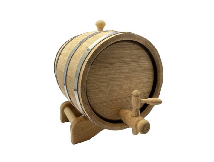 Waldmeister - Holzfass aus Eichenholz - 5L - ausgebranntes Fass - liegendes Weinfass - Eichenfass geeignet für Whisky und Likör