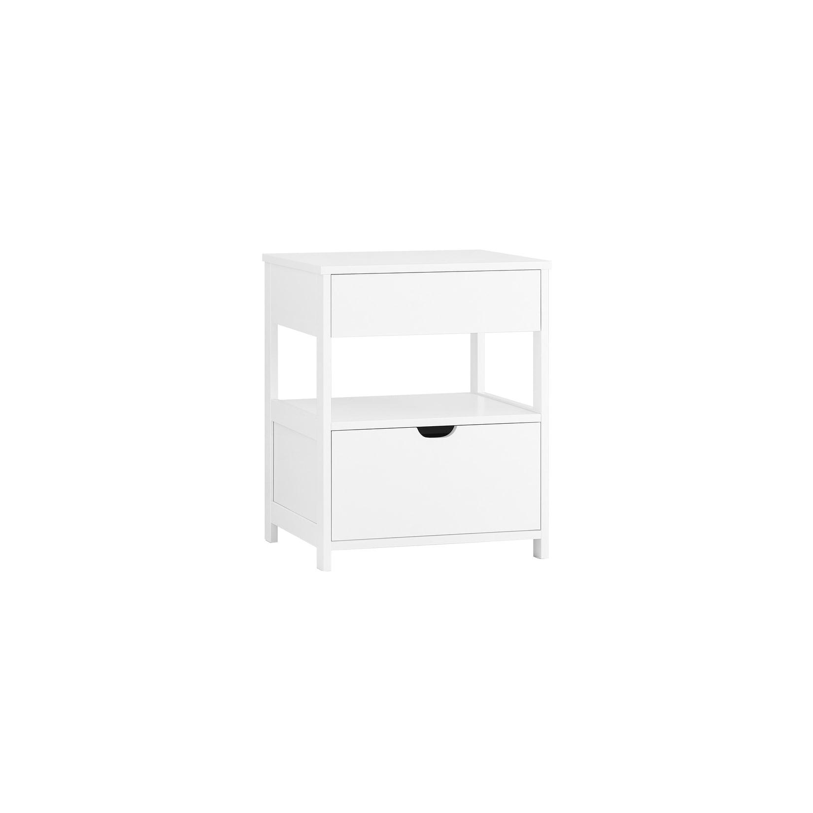 SoBuy Nachttisch mit 2 Schubladen Weiß 45x38x55,6cm Modern