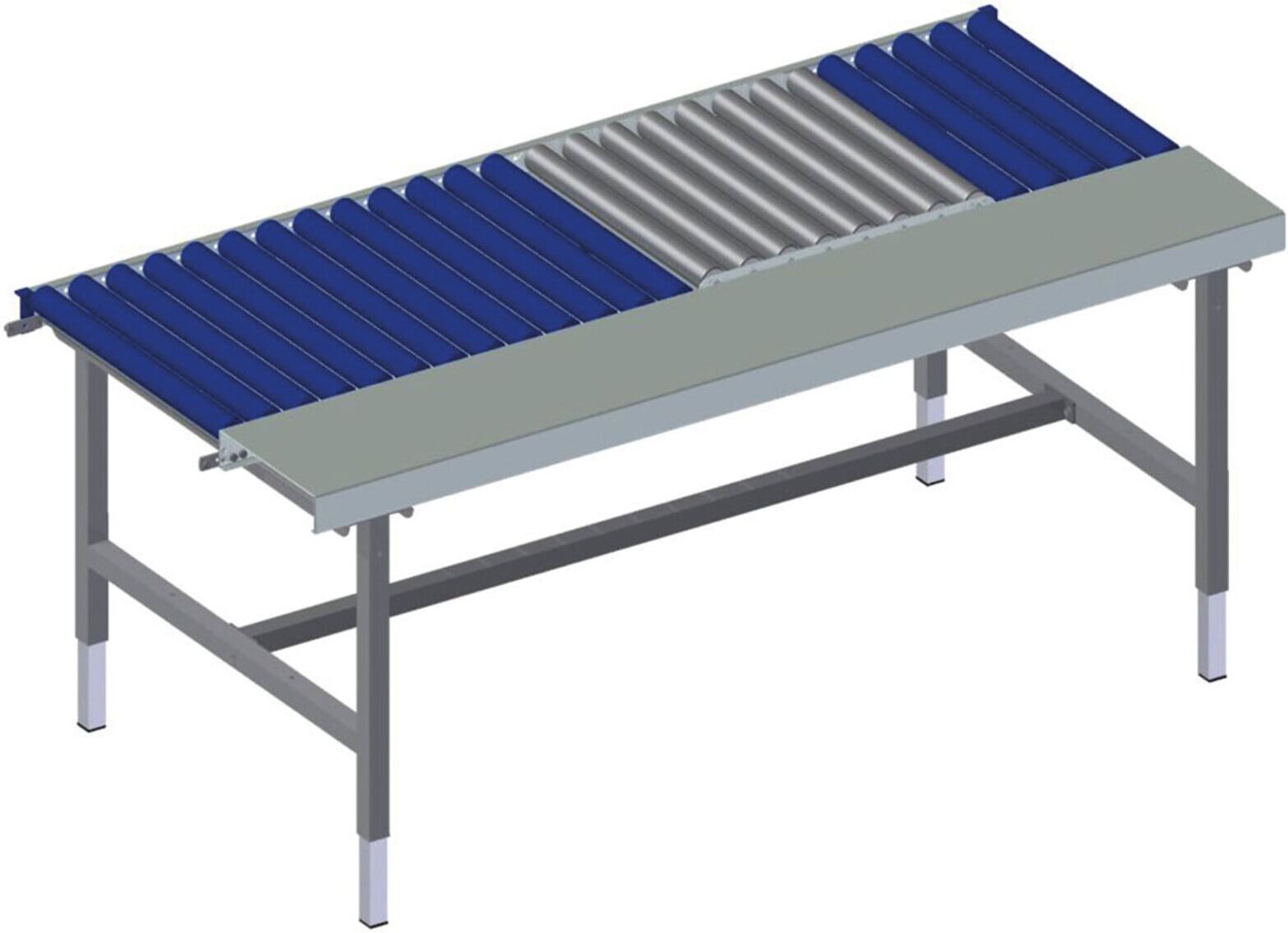 Rocholz Rollenbahntisch mit Arbeitsfläche und eichfähige Waage SYSTEM 2000 BxTxH: 1955x920x690-960 mm (203012)