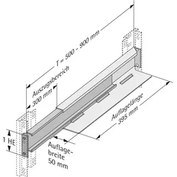 Apranet Gleitschienen 1 Paar, tiefenvariabel 475-800mm, Serverschrank Zubehör, Silber