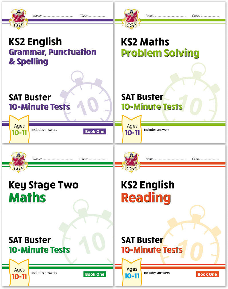 CGP Books CGP KS2 Year 6 SAT Buster 10-Minute Tests Bundle – Ages 10-11 (English Grammar Punctuation and Spelling, English Reading, Maths, Maths Problem Solving