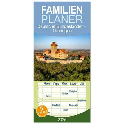 Familienplaner 2026 - Deutsche Bundesländer - Thüringen mit 5 Spalten (Wandkalender, 21 x 45 cm) CALVENDO