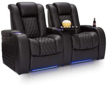 Seatcraft Diamante Home Theater Seating Black Leather 7000 Power Recline and Headrest