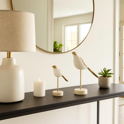 Sagebrook Home "Exquisite Bird Figurine Sculpture - Set of 2, 12"", White - 12.0"""