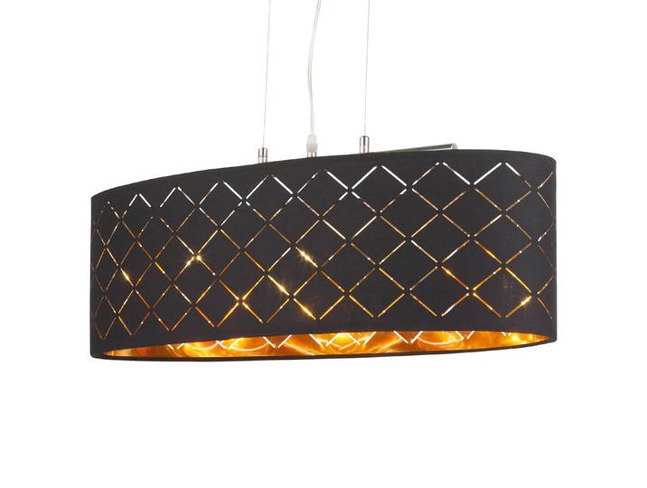 Pendelleuchte II 63 x 140 x 25cm Schwarz/Silber Webstoff LED E27