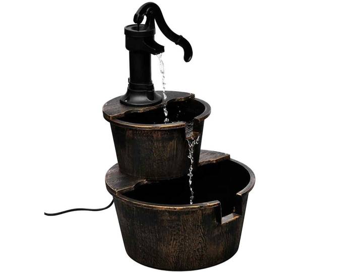vidaXL Kaskadenbrunnen Handwasserpumpe-Design, Bronzefarben, Kunststoff, 47x69x41 cm, Dekoration, Gartendeko