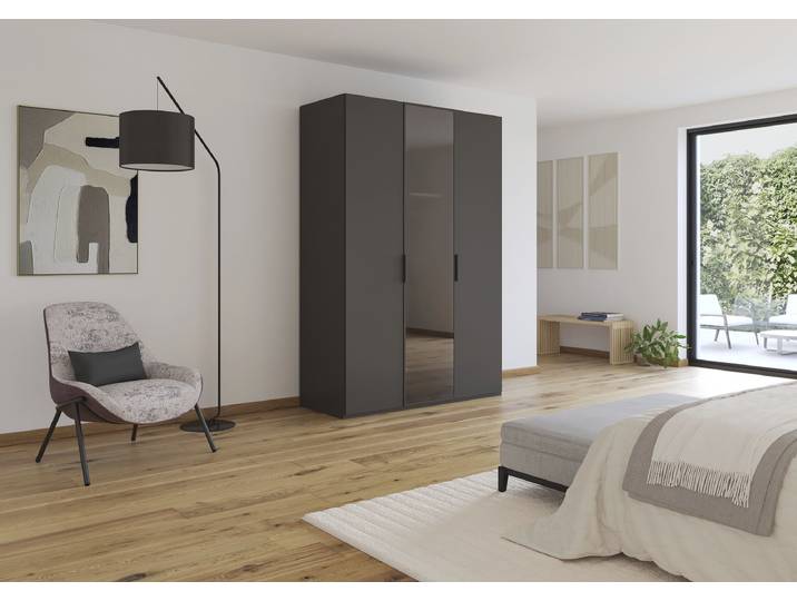Drehtürenschrank Fifty Glas transparent 151cm Grau