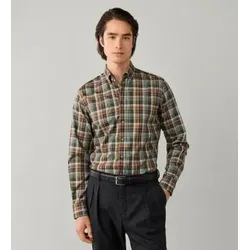 Hackett London für Herren. HM3010848 Country Plaid Check Hemd olivgrün (M), Lässig, Baumwolle, Klassisch, Langarm