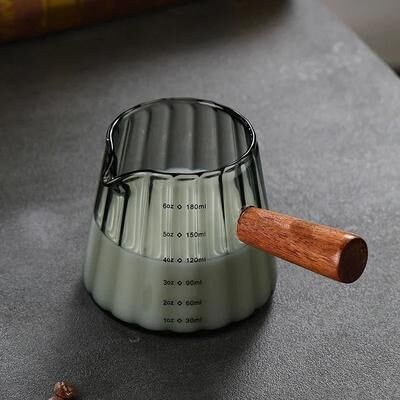 Uplift Essentials Glass Espresso Measuring Cup With Wooden Handle black