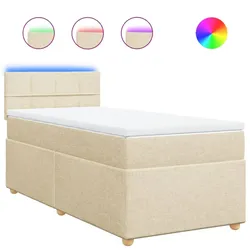 vidaXL Boxspringbett mit Matratze Creme 100x200 cm Stoff