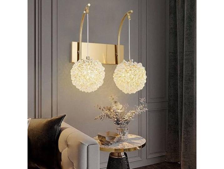Stesulfr Moderne Wandlampen schicke modische Kristall Wandleuchte goldene den Innenbereich Kristall Schminktisch Wandbeleuchtung elegantes Wohnzimmer Schlafzimmer Badezimmer Flur Treppe Nachttischlamp