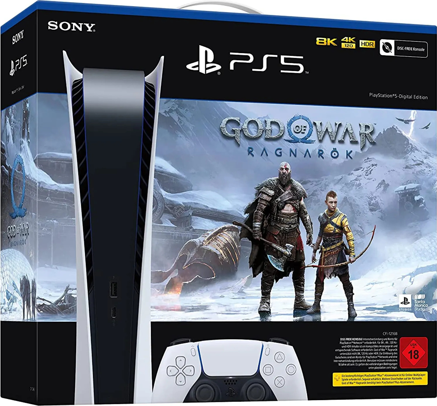 Sony PlayStation 5 - Digital Edition - inkl. God of War Ragnarök (Download Code) - Bundle