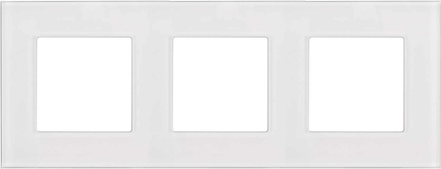 Maclean 3-voudige glasplaat voor inbouwstopcontacten, wit, 228 x 86 mm