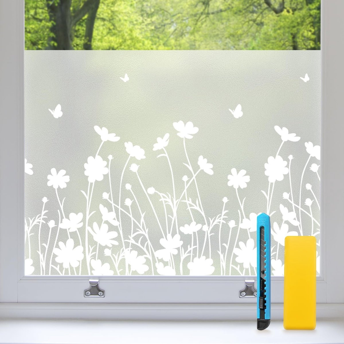 Dailygoods Zindoo Matte Decoratieve Raamfolie - Zelfklevende Privacyfolie voor Badkamer en Keuken - UV-blokkerend en Ondoorzichtig