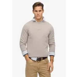 Superdry für Herren. M2014007A Sweatshirt mit Rundhalsausschnitt und beigem Mikrologo-Druck (XL), Lässig, Baumwolle