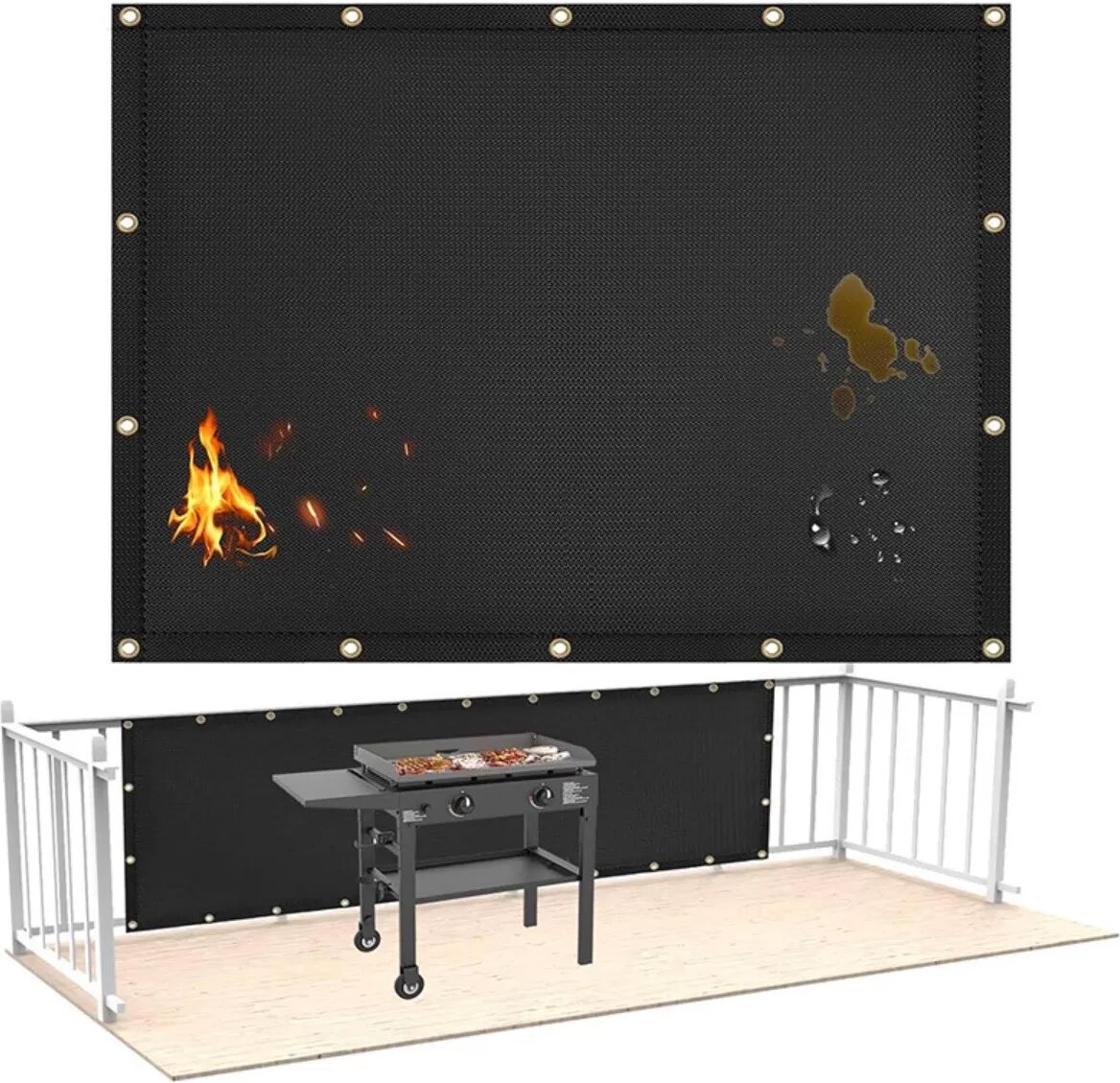 INF Feuerfester Isolationsschutz 3x6Ft (91.5x183cm) kompatibel mit Blackstone Griddle - Glasfaser Hitzeschutz mit 18