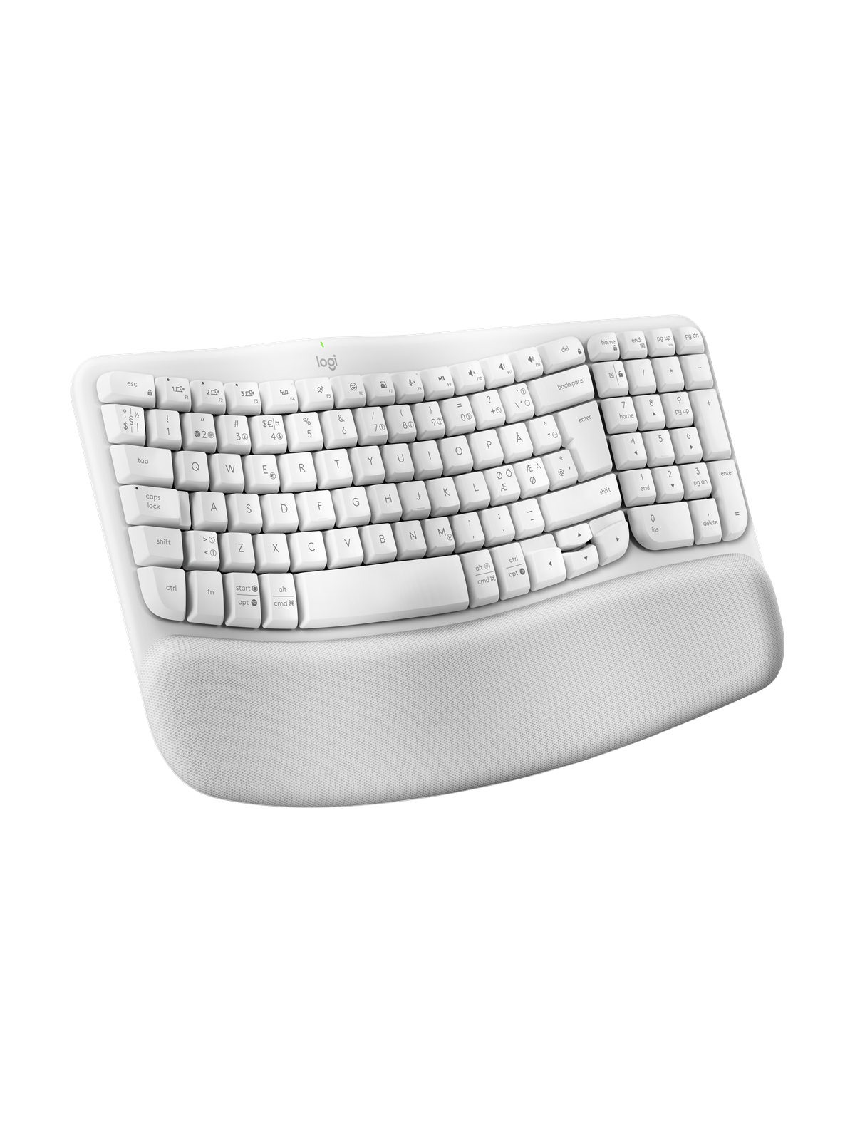 Logitech Wave Keys - Off-White - ND - Ergonomische Tastatur - Nordic ISO - Weiss