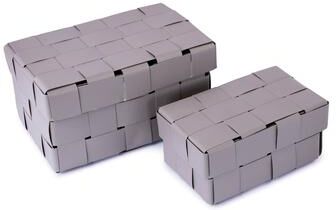 BIDKhome Sheet Metal Woven Meta Storage Box Set of 2