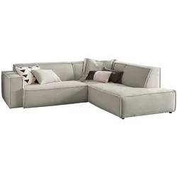 KAWOLA Sofa SAMU Ecksofa Cord steingrau Recamiere rechts