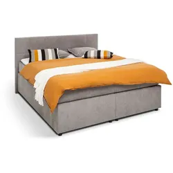 Winkle Boxspringbett Dreambox 180 x 200 cm Stoff Grau Stone
