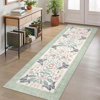 Garvee Vintage Botanical Butterfly Floral Area Rug