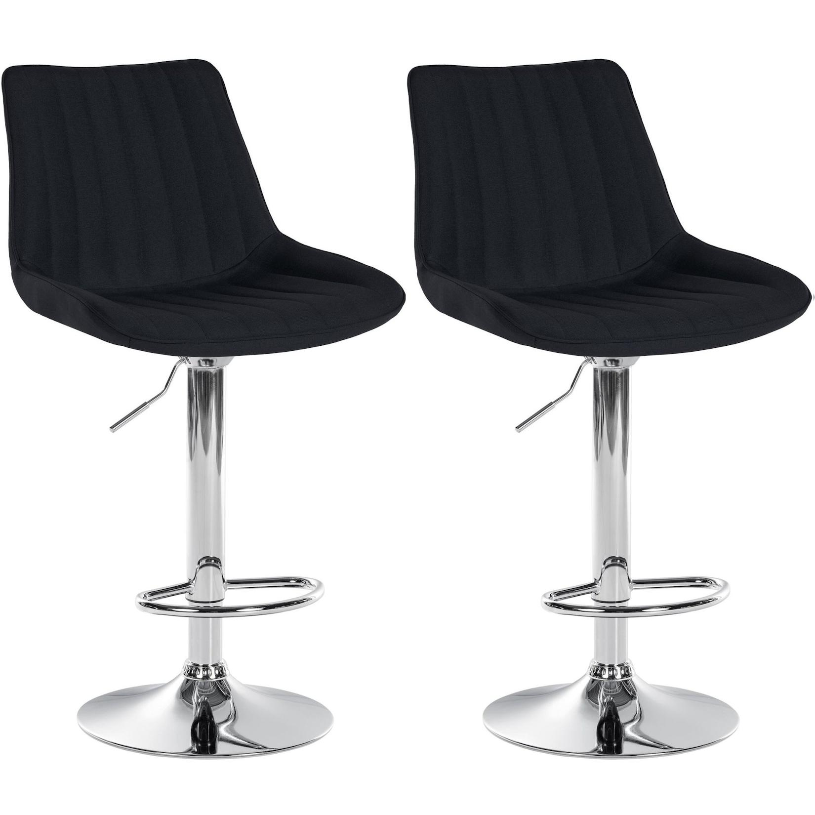 CLP 2er Set Barhocker Toni Stoff chrom Farbe: schwarz, Material Gestell: Metall in Chromoptik