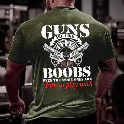 Herren Grafik T-Shirt Gewehre sind wie Brüste Lustiger Erwachsenhumor Kurzarm Tee