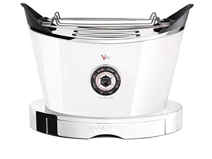 BUGATTI, Volo, elektrischer Toaster, 4 Funktionen, 6 Toaststufen, innovatives Design, Edelstahlgehäuse, Leistung 930 W, Zangen sind nicht im Lieferumfang enthalten (Weiß)