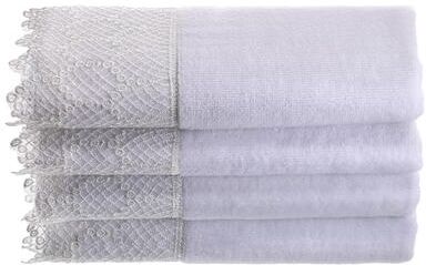 Creative Labs Scents White Fingertip Towel Set with Gorgeous Trim, 4 Pack